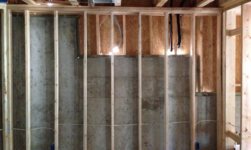 Basement Exterior Wall With Interior Framed Wall