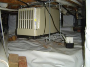 dehumidifier in an encapsulated crawl space