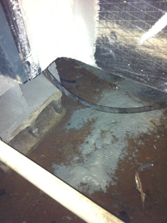 Duct condensation leads to dripping mastic.