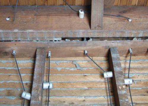 Knob-and-tube wiring in an old house