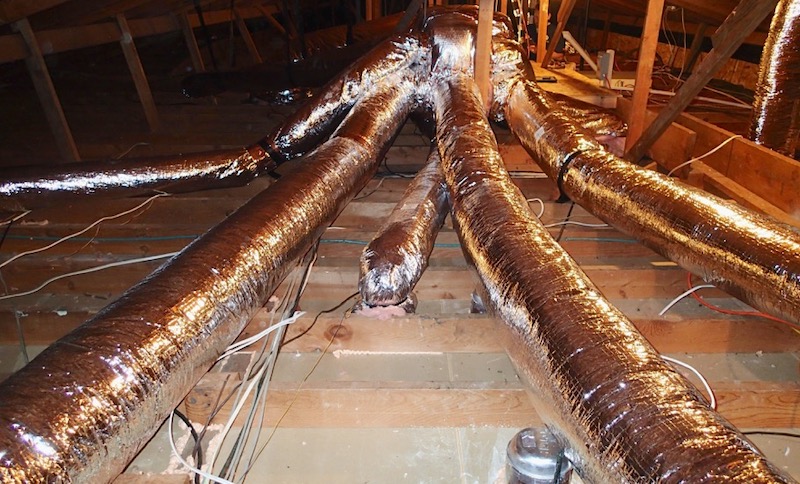 Flex Ducts In An Unconditioned Attic Installed As Low As Possible