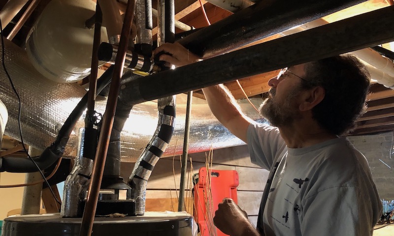 David Wasserman Showing His Hot Water Distribution System Retrofit