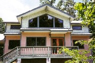 Passive solar house at the summer solstice