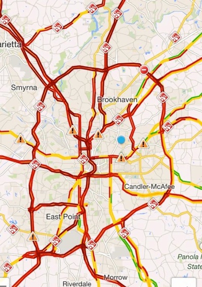 transportation traffic gridlock atlanta snow nightmare 2014