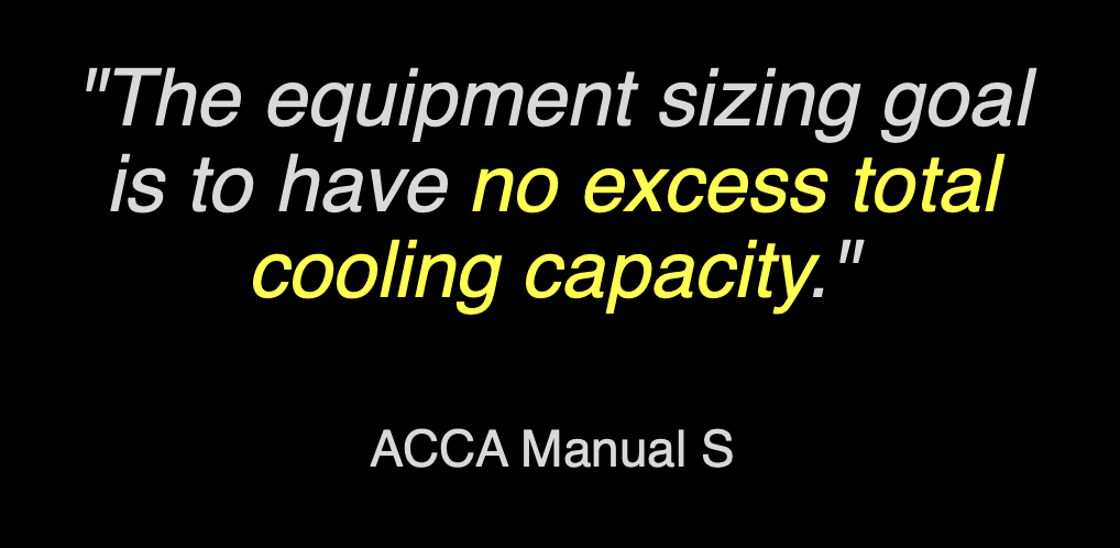 ACCA Manual S equipment sizing goal