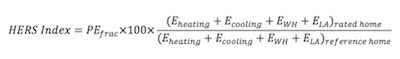 HERS Index equation, interpretred from HERS Standards